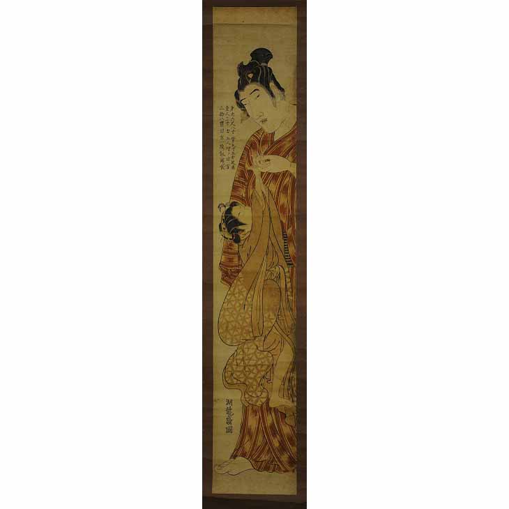 釈迦ケ嶽雲右衛門と女性　磯田湖龍斎画　明和7年～安永3年（1770～74）